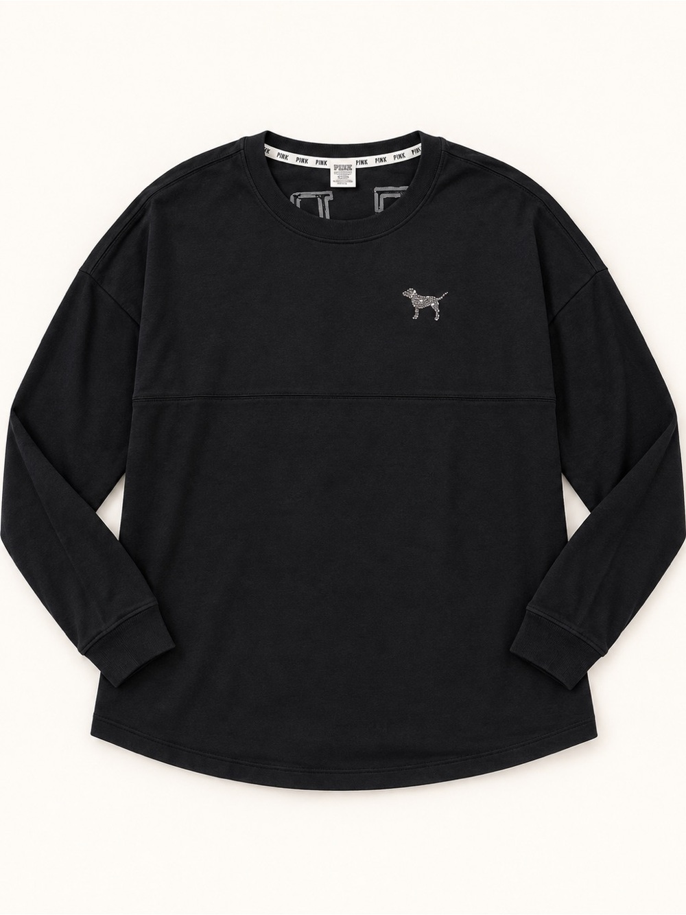PINK Victoria's Secret Black Long-Sleeve Logo Tee